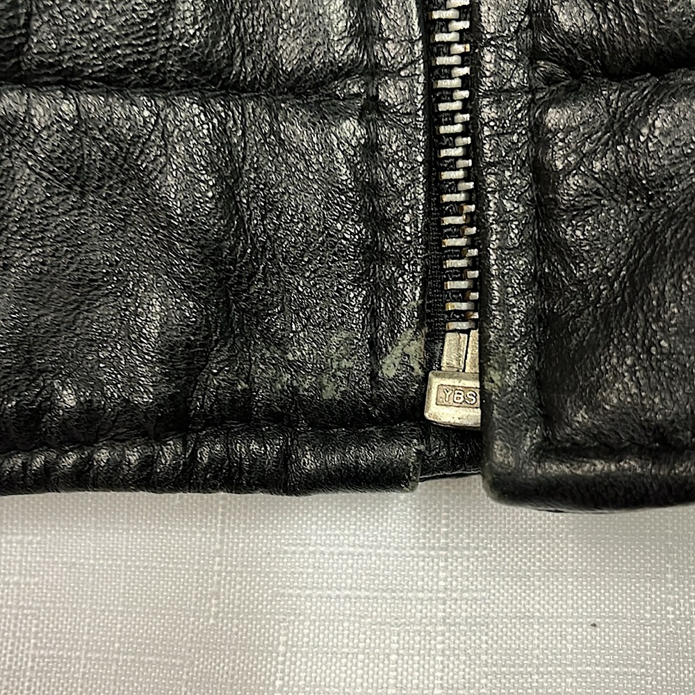 Black Leather Bomber Jacket - Polyester Lining - … - image 6